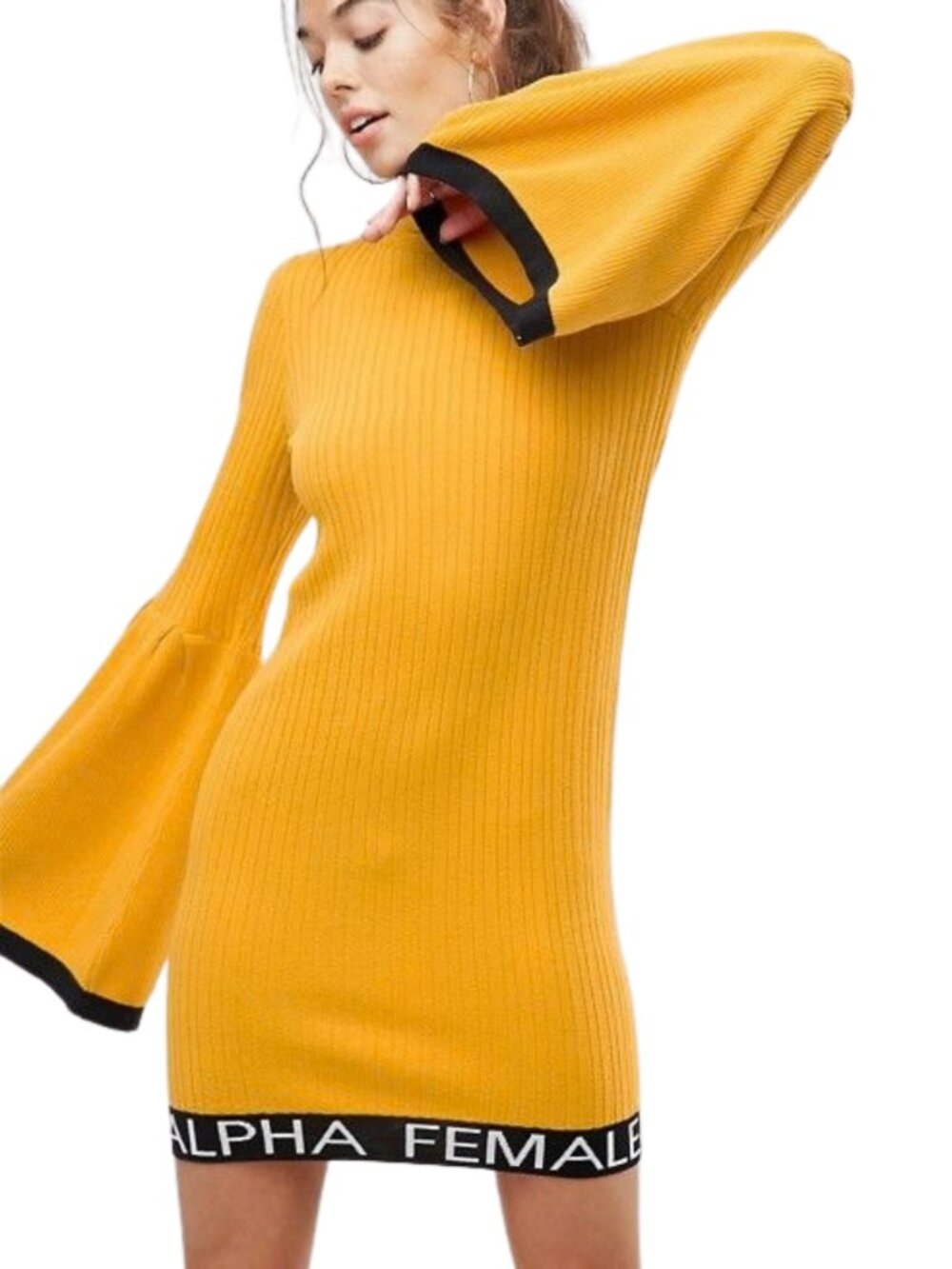 ASOS Alpha Female Bell Sleeve Sweater Dress